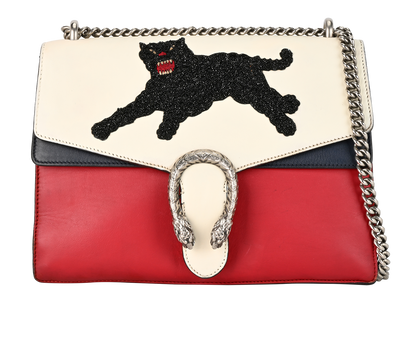 Large Dionysus, &pound;850, Handbags, Navy/Red/White, Leather, Front view